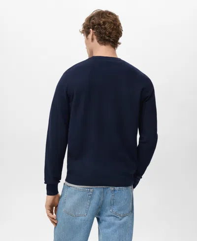 Mango Men's Microstructured Cotton Knitted Sweater In Blue