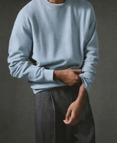 Mango Men's Microstructured Cotton Knitted Sweater In Blue