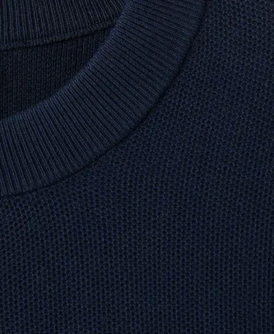 Mango Men's Microstructured Cotton Knitted Sweater In Blue