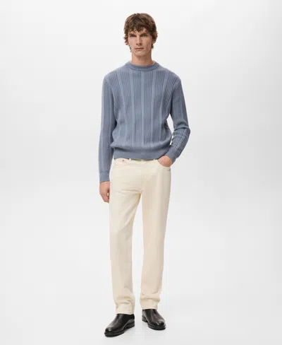Mango Men's Structured Knitted Sweater In Blue