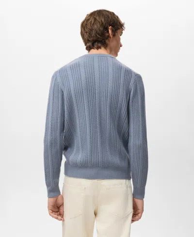Mango Men's Structured Knitted Sweater In Blue