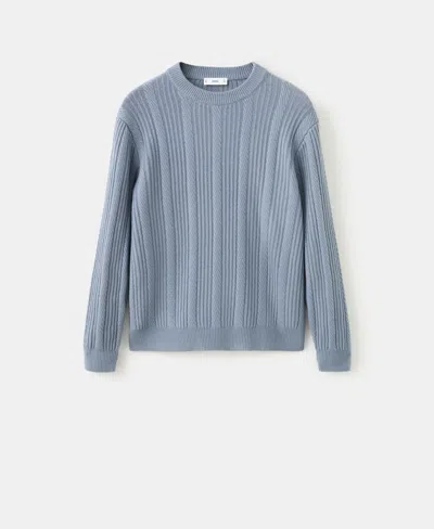 Mango Men's Structured Knitted Sweater In Blue