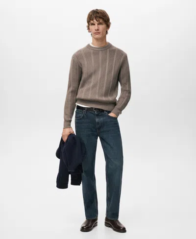 Mango Men's Structured Knitted Sweater In Brown