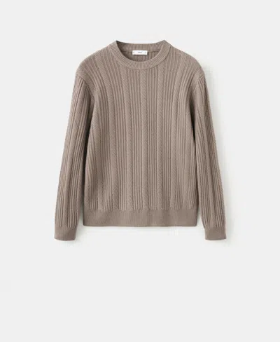 Mango Men's Structured Knitted Sweater In Brown