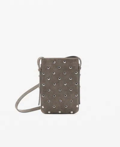 Mango Suede Studded Mobile Case In Brown