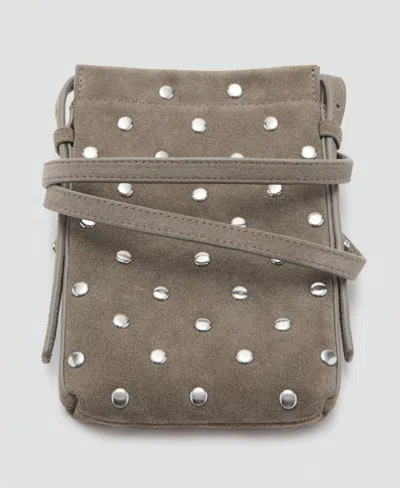 Mango Suede Studded Mobile Case In Brown