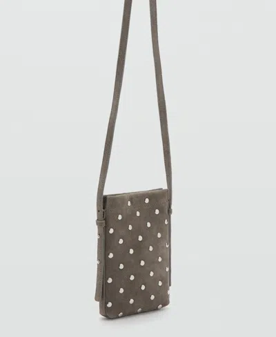Mango Suede Studded Mobile Case In Brown