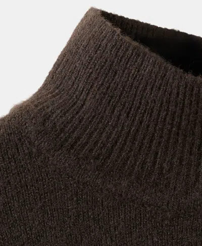 Mango Button Cuff Turtleneck Sweater In Brown