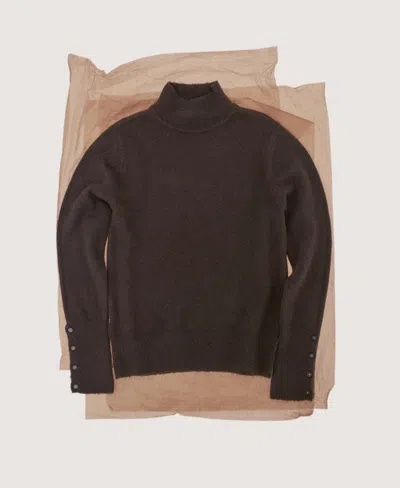Mango Button Cuff Turtleneck Sweater In Brown