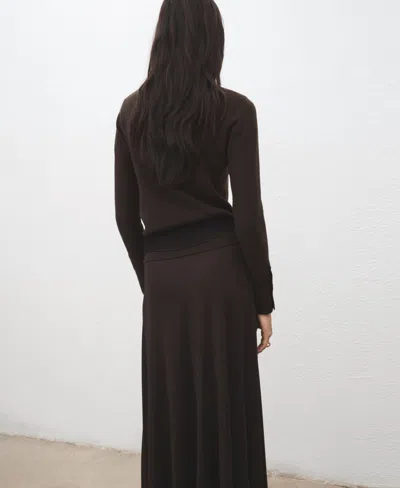 Mango Button Cuff Turtleneck Sweater In Brown