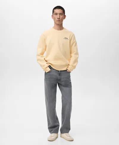 Mango Men's Text Print Regular-fit Sweatshirt In Yellow