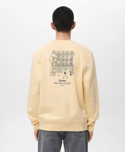 Mango Men's Text Print Regular-fit Sweatshirt In Yellow