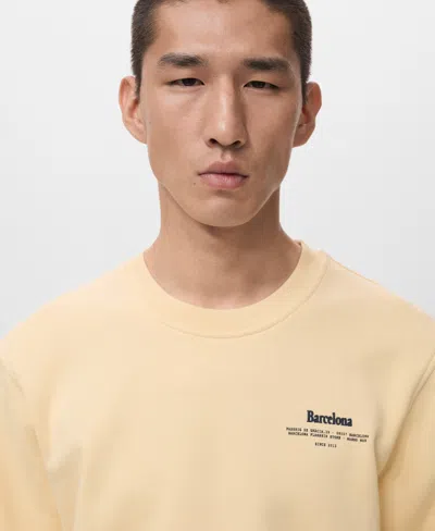 Mango Men's Text Print Regular-fit Sweatshirt In Yellow
