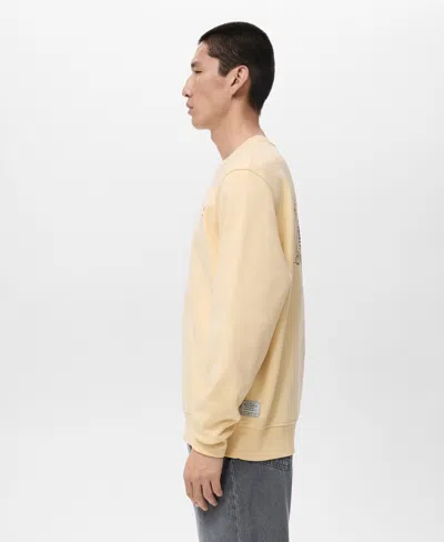 Mango Men's Text Print Regular-fit Sweatshirt In Yellow