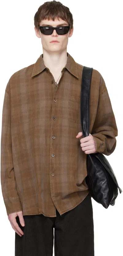 Our Legacy Mens Dakota Flannel Check Checked Relaxed-fit Cotton Shirt In Brown