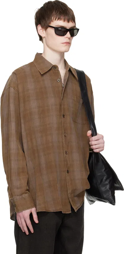Our Legacy Mens Dakota Flannel Check Checked Relaxed-fit Cotton Shirt In Brown