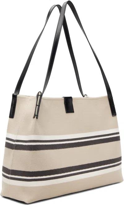 Balmain Medium Release Shopper Bag In Canvas And Calfskin