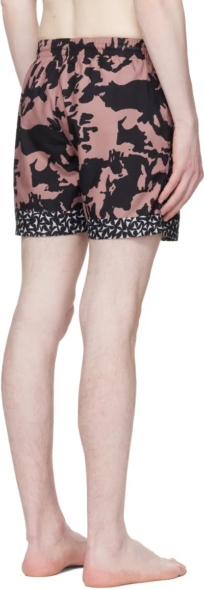 Dries Van Noten Abstract Floral Polyamide Geometric Trim Swim Shorts In Black
