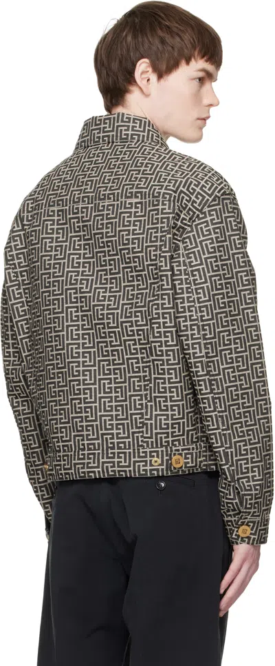 Balmain Jacquard Monogram Jacket Puffer Jackets Black In Black