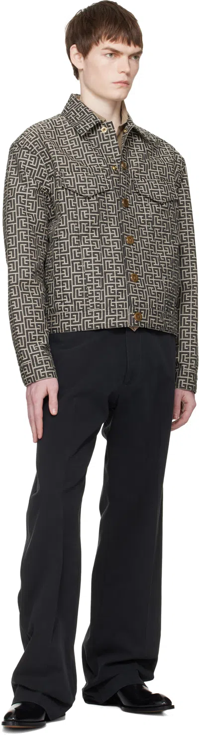 Balmain Jacquard Monogram Jacket Puffer Jackets Black In Black