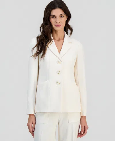 Anne Klein Three-button Notch Collar Jacket In Neutral