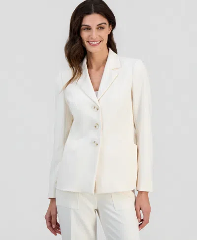 Anne Klein Three-button Notch Collar Jacket In Neutral