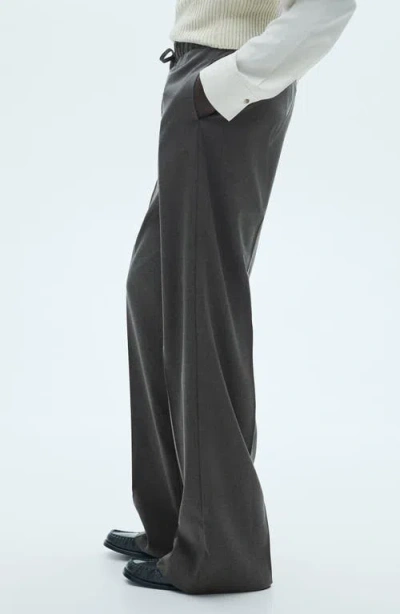 Mango Pull-on Relaxed Straight Leg Pants In Gray