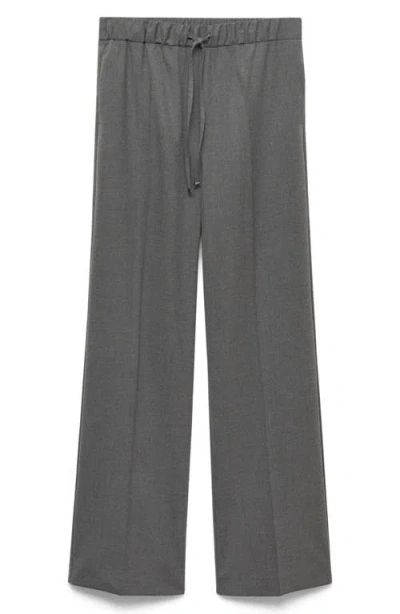 Mango Pull-on Relaxed Straight Leg Pants In Gray