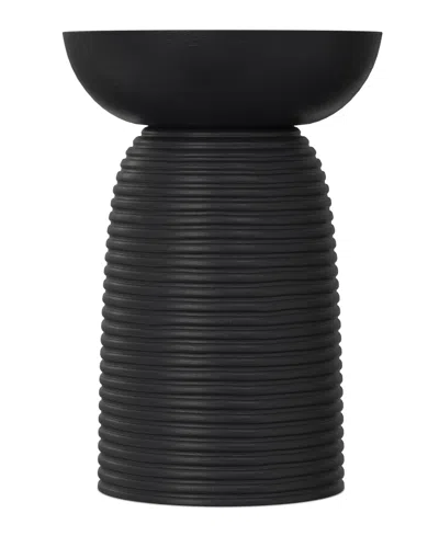 Simpli Home Boyd 13" Mango Wood Solid Ribbed Accent Table In Black