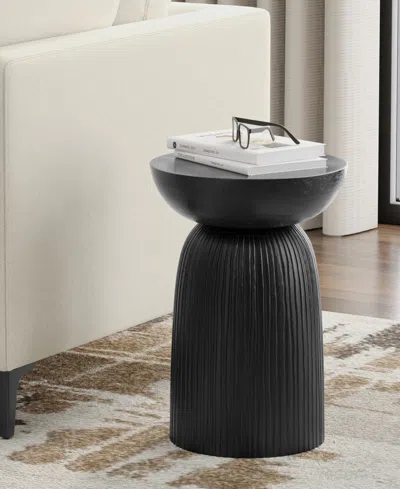 Simpli Home Boyd 13" Mango Wood Solid Line Accent Table In Black