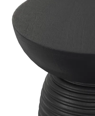 Simpli Home Boyd 13" Mango Wood Solid Ribbed Accent Table In Black