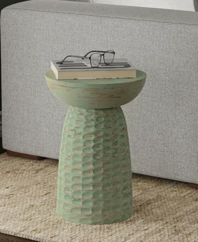 Simpli Home Boyd 13" Mango Wood Solid Accent Table In Green