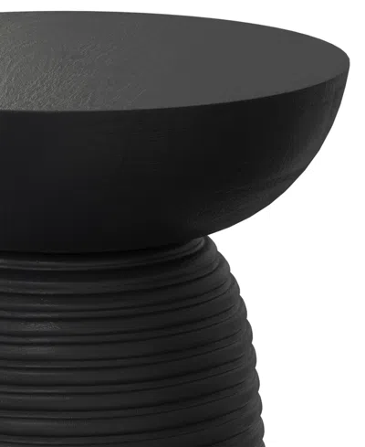 Simpli Home Boyd 13" Mango Wood Solid Ribbed Accent Table In Black