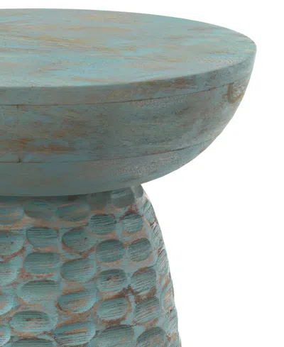 Simpli Home Boyd 13" Mango Wood Solid Accent Table In Blue