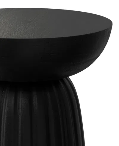 Simpli Home Boyd 13" Mango Wood Solid Stripe Accent Table In Black