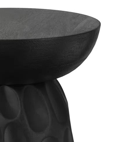 Simpli Home Boyd 13" Mango Wood Solid V-chisel Accent Table In Black