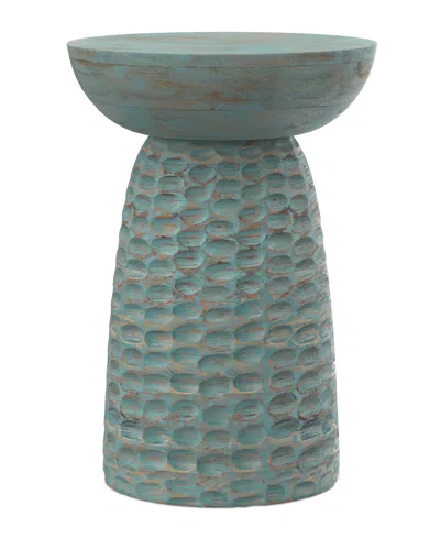 Simpli Home Boyd 13" Mango Wood Solid Accent Table In Blue