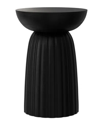 Simpli Home Boyd 13" Mango Wood Solid Stripe Accent Table In Black