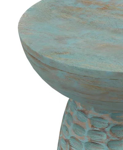 Simpli Home Boyd 13" Mango Wood Solid Accent Table In Blue