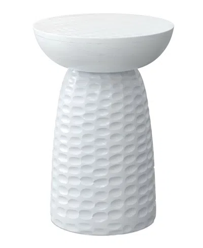 Simpli Home Boyd 13" Mango Wood Solid Accent Table In White