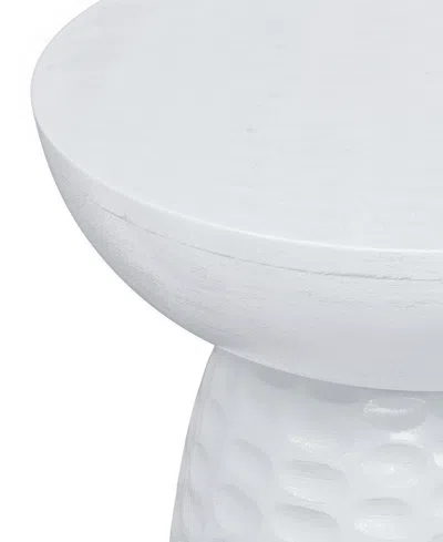Simpli Home Boyd 13" Mango Wood Solid Accent Table In White