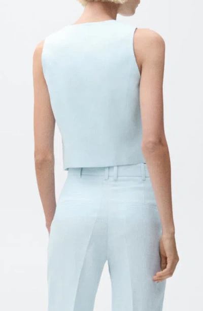Mango Linen Vest In Blue