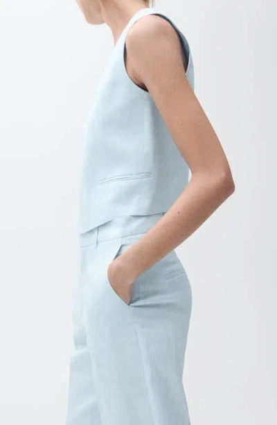 Mango Linen Vest In Blue