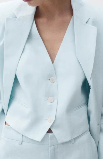 Mango Linen Vest In Blue