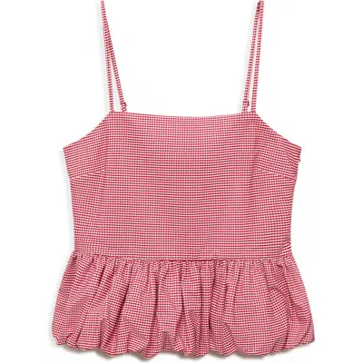 Mango Gingham Bubble Camisole In Red