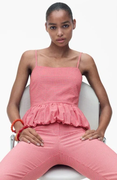 Mango Gingham Bubble Camisole In Red