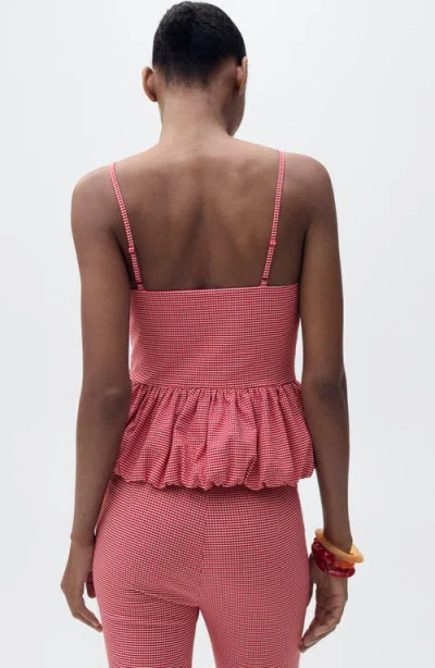 Mango Gingham Bubble Camisole In Red