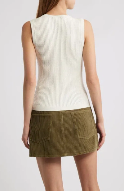 Frame The Fine Cable Sleeveless Sweater In White