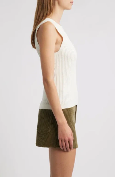 Frame The Fine Cable Sleeveless Sweater In White