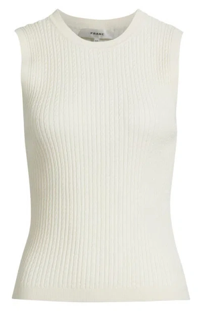 Frame The Fine Cable Sleeveless Sweater In White